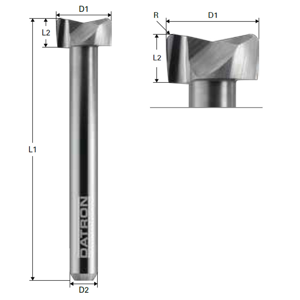 Stepped Polished Double Flute End Mill: Edge Radius