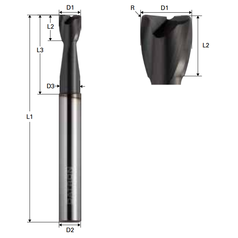 Coated Long Reach Double Flute End Mill with Edge Radius - Image 2