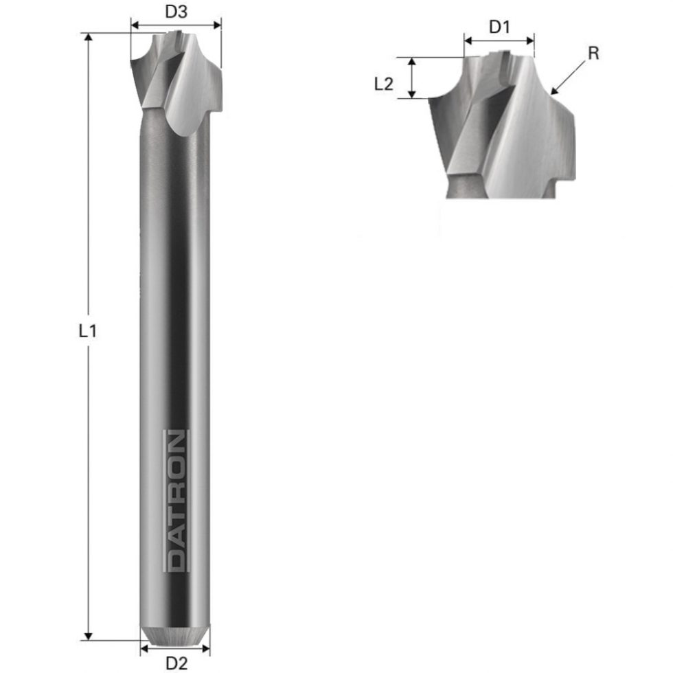 Polished External Radius End Mill - DATRON CNC Milling Tools