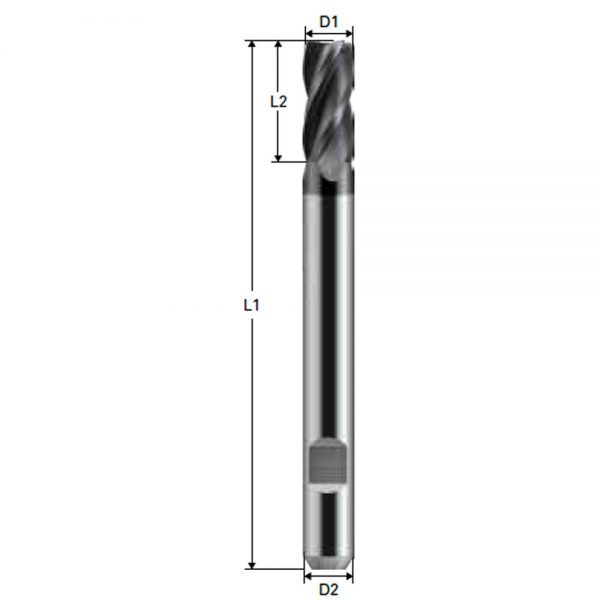Four Flute End Mill Coated