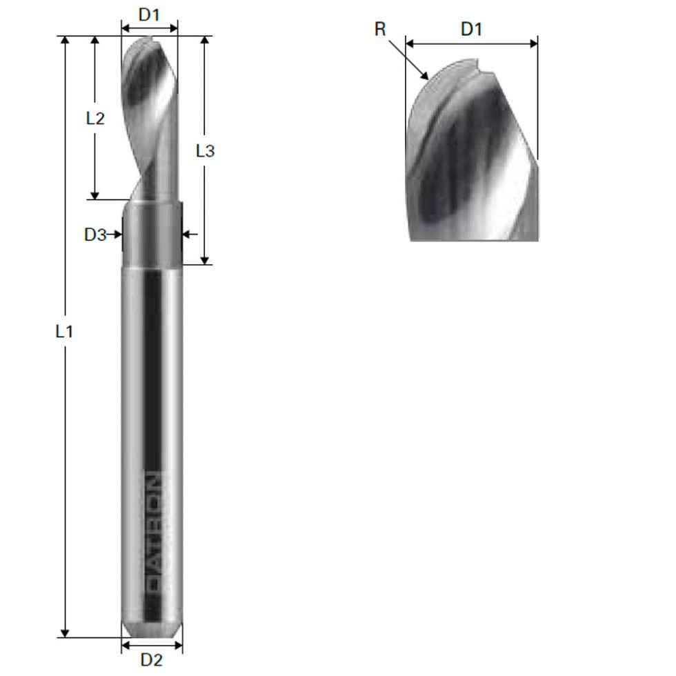 Polished Single Flute Ball Nose End Mill DATRON CNC Milling Tools